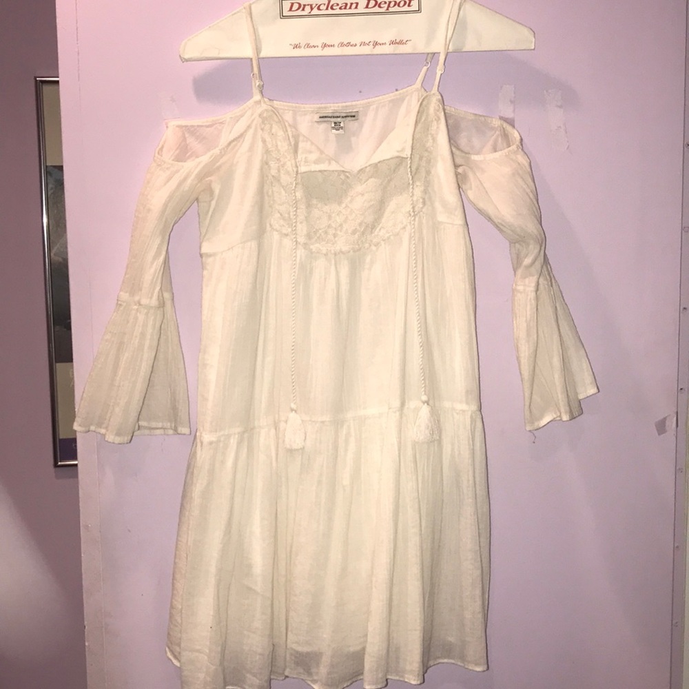 American Eagle White Off the Shoulder Boho Dress